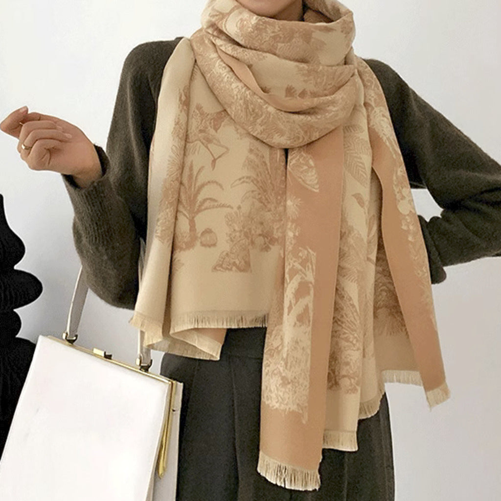 Camel Yellow Luxury Soft Printed Pashmina Style Wrap Large Scarf For Women (185X65cm) Scarves & Wraps