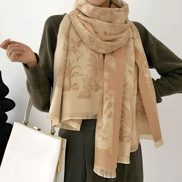 Camel Yellow Luxury Soft Printed Pashmina Style Wrap Large Scarf For Women (185X65cm) Scarves & Wraps