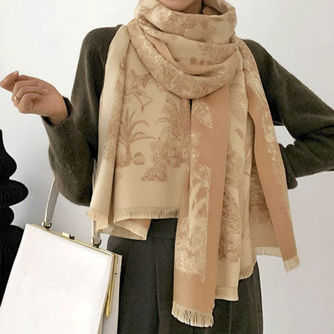 Camel Yellow Luxury Soft Printed Pashmina Style Wrap Large Scarf For Women (185X65cm) Scarves & Wraps