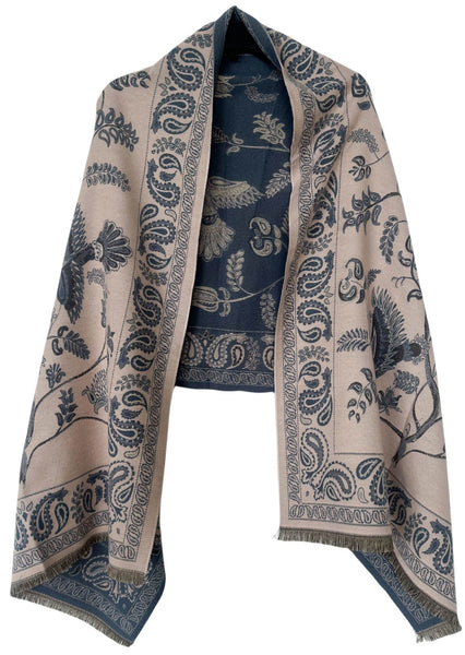 Women's Soft Jacquard Shawl Paisley Bird Floral Print Scarf 190X65cm Scarves & Wraps