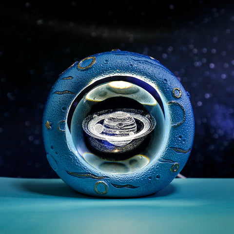 Celestial Ring Led Crystal Ball Lamp 3D Engraving Unique Gift (Saturn) Lamps