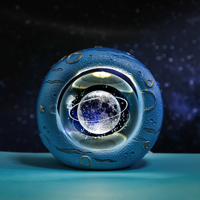 Celestial Ring Led Crystal Ball Lamp 3D Engraving Unique Gift (Walking In The Starry Sky) Lamps