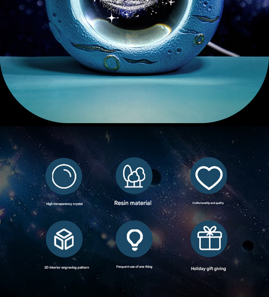 Celestial Ring Led Crystal Ball Lamp 3D Engraving Unique Gift (Traveling In The Starry Sky) Lamps