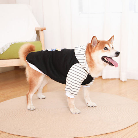 Autumn/Winter Dog Clothes Black Hoodie With Striped & Baseball Bear (Size S) Dog Clothing & Shoes
