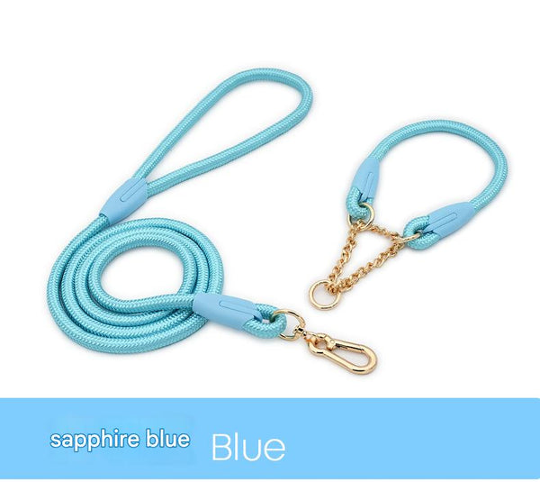 Blue Durable Nylon P Collar Dog Training Set Heavy Duty Leash & Martingale Size Dog Collars