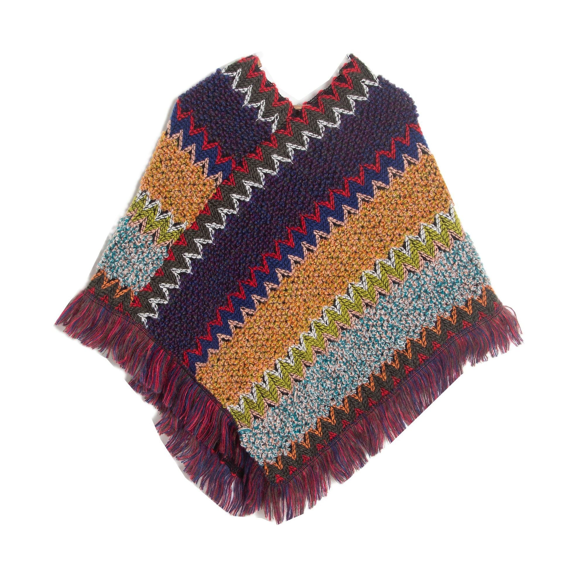Purple Yellow Lightweight Chevron Knit Poncho For Women Elegant Fringed Shawl Wrap Scarves & Wraps