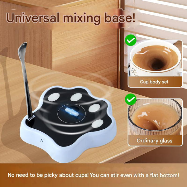 Blue Cute Paw Print Self Stirring Coaster Electric Coffee & Milk Mixer Other Coffee