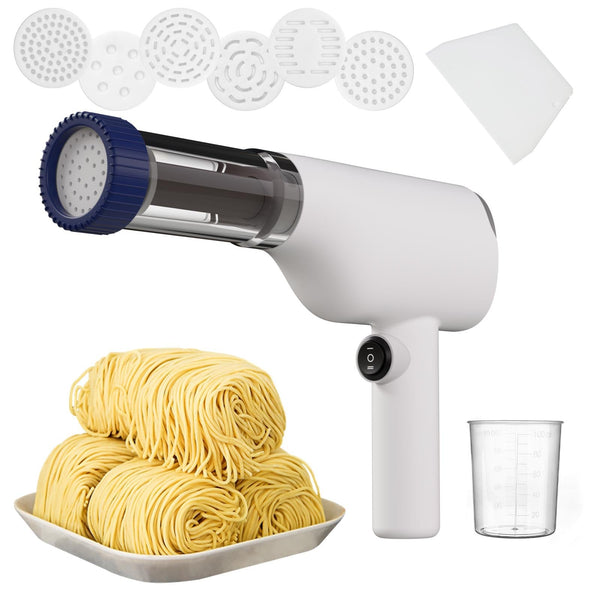 White Rechargeable Noodle Maker Multiple Shaping Discs Pasta Makers Moulds & Presses
