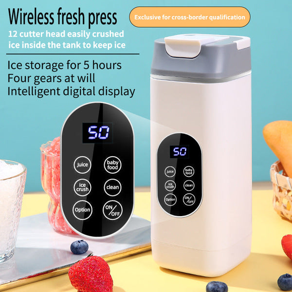 Black Rechargeable Travel Blender Cup 12 Blades Digital Display Self Cleaning Handheld Blenders