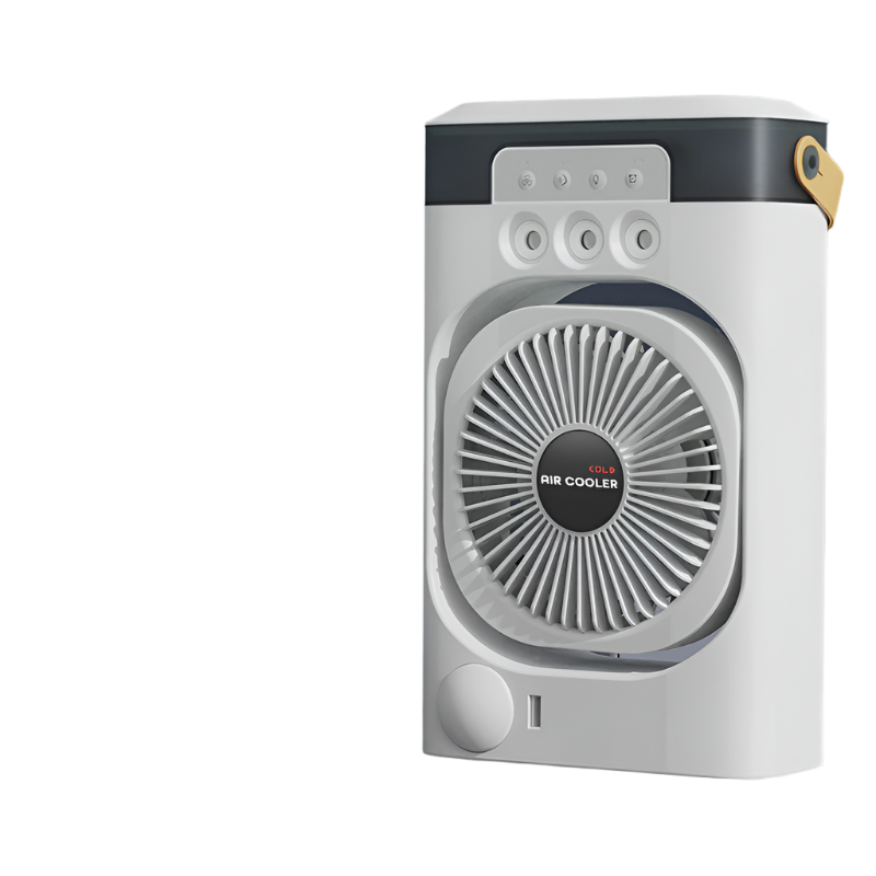 White 3 In 1 Portable Air Cooler Fan Desktop Humidifier Led Light Nano Mist Portable Fans