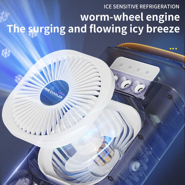 White 3 In 1 Portable Air Cooler Fan Desktop Humidifier Led Light Nano Mist Portable Fans
