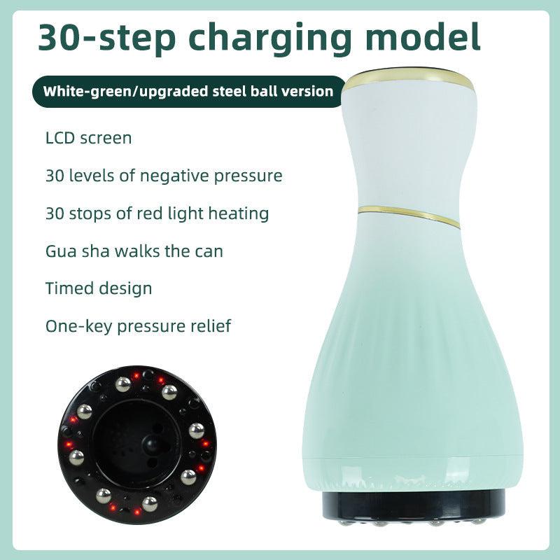 Gradient White Green Portable Electric Cupping Therapy Device Adjustable Intensity & Heat Massagers