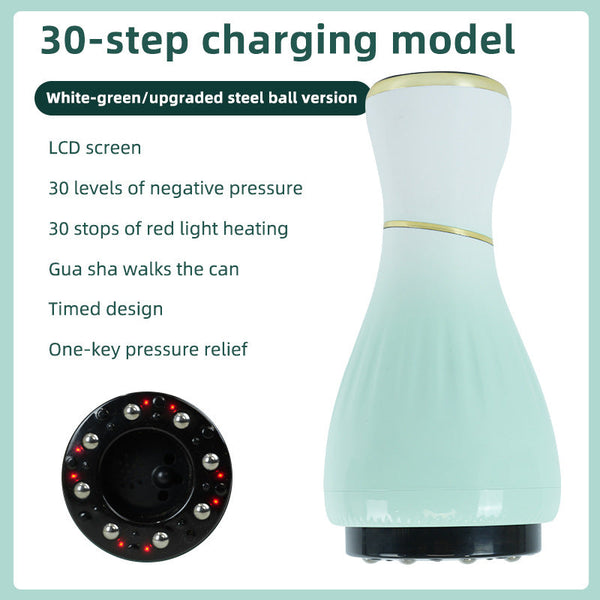 Gradient White Green Portable Electric Cupping Therapy Device Adjustable Intensity & Heat Massagers