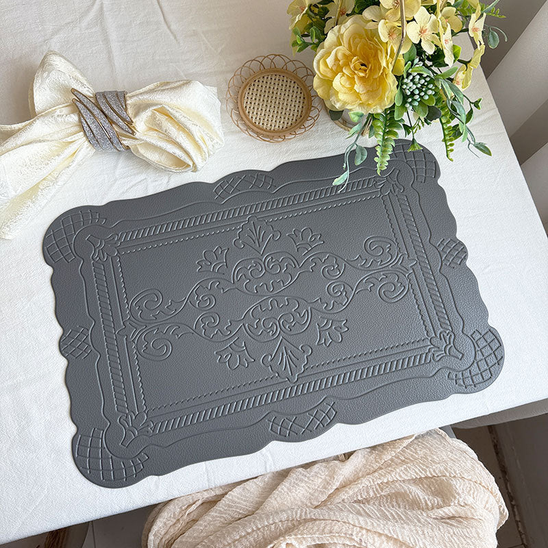 4 Pcs Decorative Faux Leather Unique Shape Beautiful Packaging (Dark Gray) Placemats
