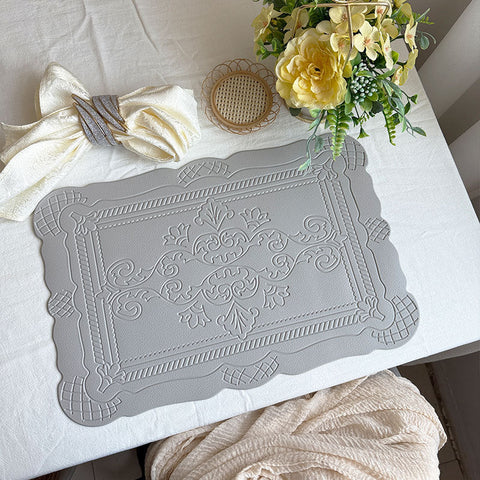 4 Pcs Decorative Faux Leather Unique Shape Beautiful Packaging (Light Gray) Placemats