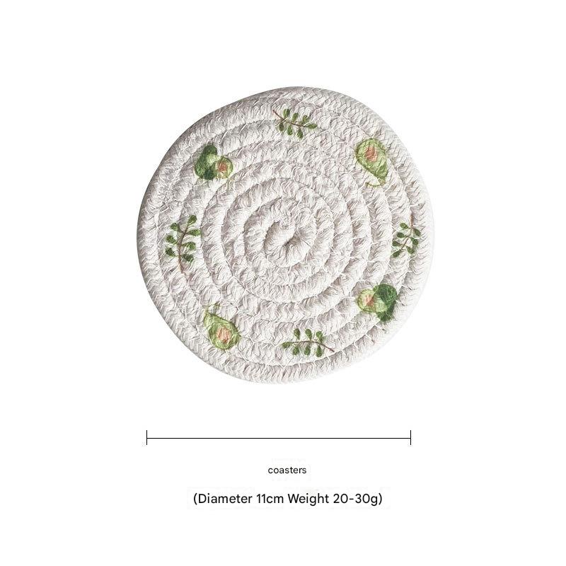 (Avocado) Cotton Rope Woven Set Of 5 11Cm Diameter Heat Resistant Kitchen Decor Placemats