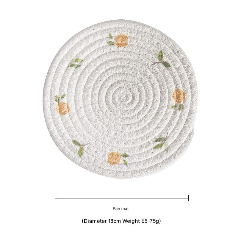 (Lemon) Cotton Rope Woven Set Of 5 18Cm Diameter Heat Resistant Kitchen Decor Placemats