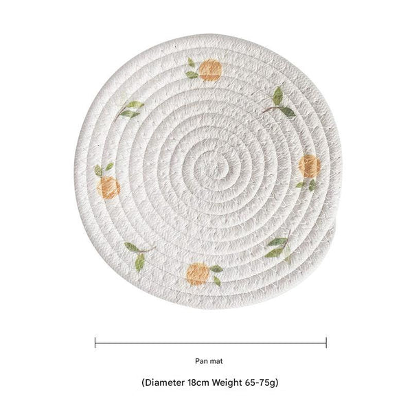 (Lemon) Cotton Rope Woven Set Of 5 18Cm Diameter Heat Resistant Kitchen Decor Placemats