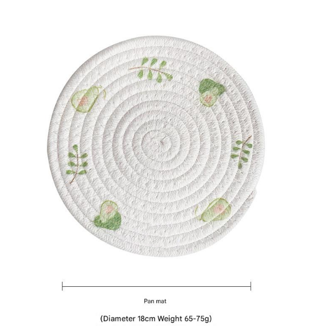 (Avocado) Cotton Rope Woven Set Of 5 18Cm Diameter Heat Resistant Kitchen Decor Placemats
