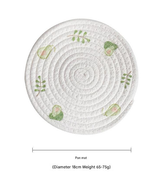 (Avocado) Cotton Rope Woven Set Of 5 18Cm Diameter Heat Resistant Kitchen Decor Placemats