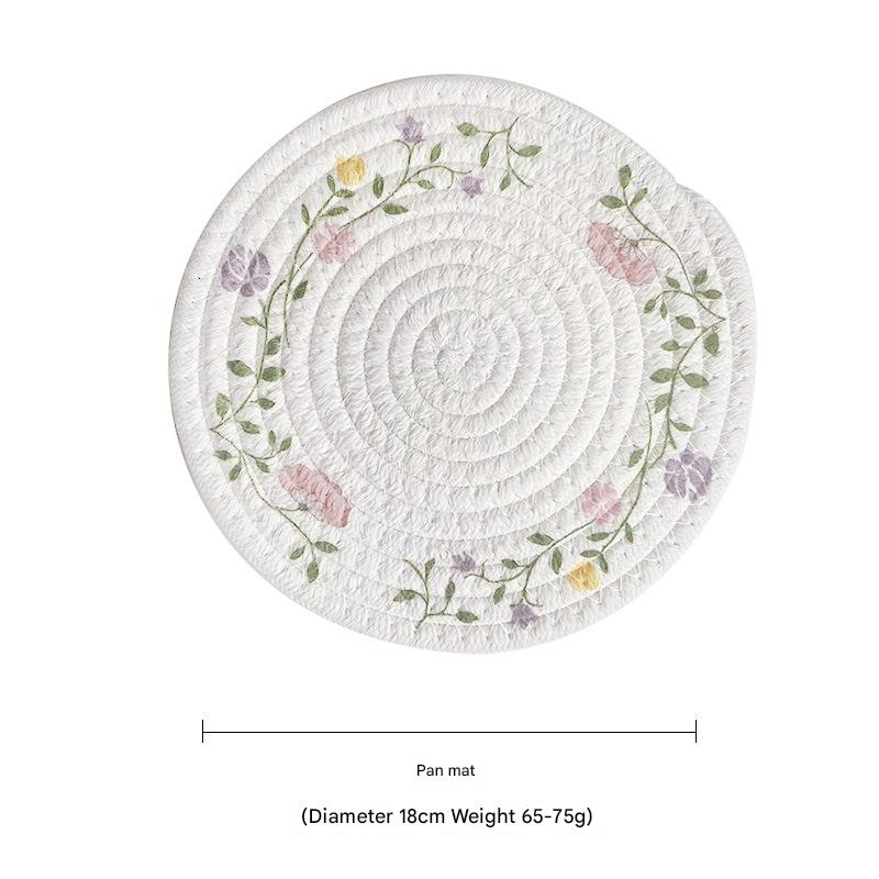 (Flowers) Cotton Rope Woven Set Of 5 18Cm Diameter Heat Resistant Kitchen Decor Placemats