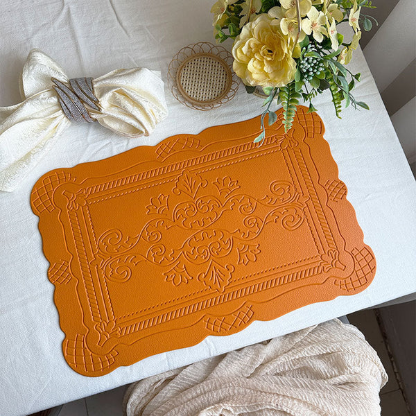 4 Pcs Decorative Faux Leather Unique Shape Beautiful Packaging (Yellow) Placemats