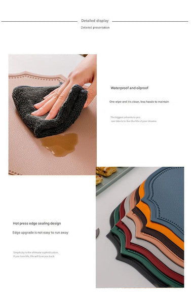 4 Pcs Decorative Faux Leather Unique Shape Beautiful Packaging (Red) Placemats