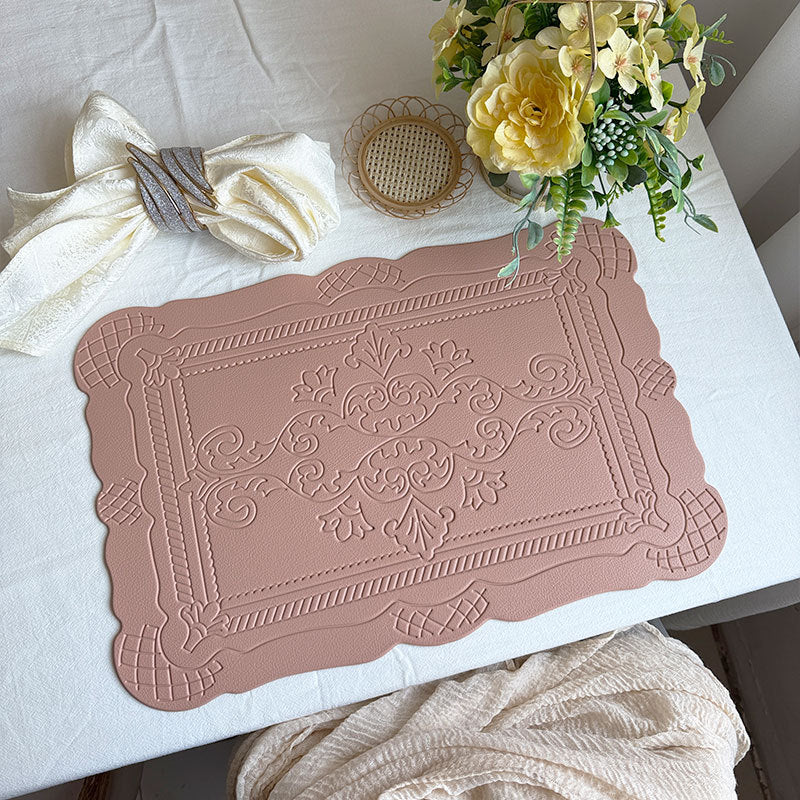 4 X Pink Decorative Faux Leather Unique Shape Beautiful Packaging Placemats