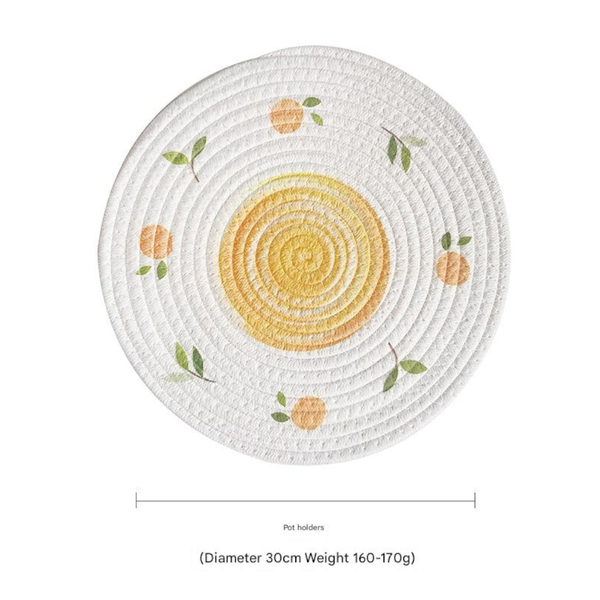 (Lemon) Cotton Rope Woven Set Of 3 30Cm Diameter Heat Resistant Kitchen Decor Placemats