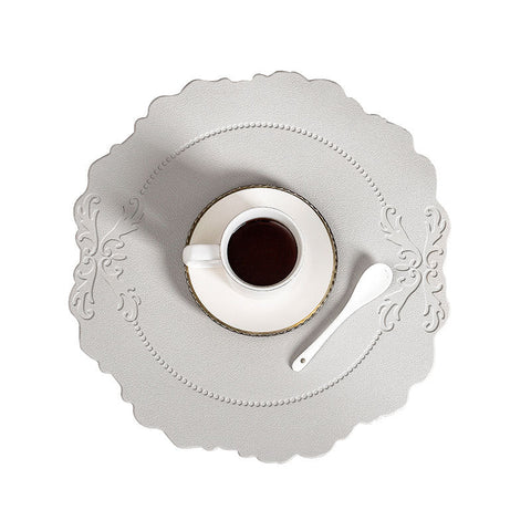 4 Pcs Retro Faux Leather Placemat Waterproof & Oil Proof Dining Table Mat (Light Grey) Placemats