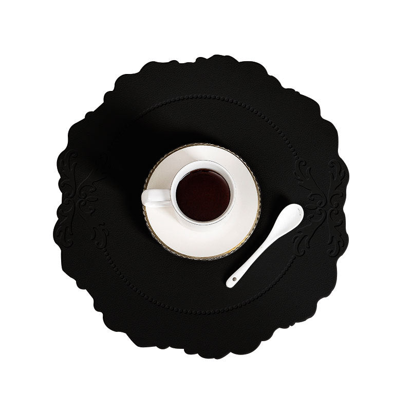 4 Pcs Retro Faux Leather Placemat Waterproof & Oil Proof Dining Table Mat (Black) Placemats