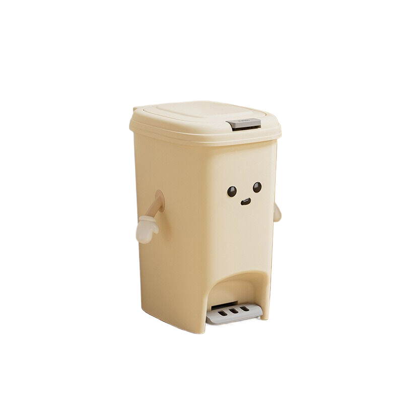 Elosung Cream White 10L Foot Pedal Trash Can U Fun Style 20Cm * 27.5Cm Rubbish Bins