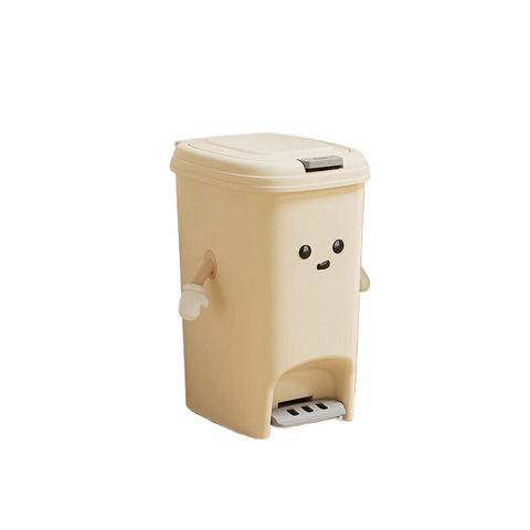 Elosung Cream White 10L Foot Pedal Trash Can U Fun Style 20Cm * 27.5Cm Rubbish Bins