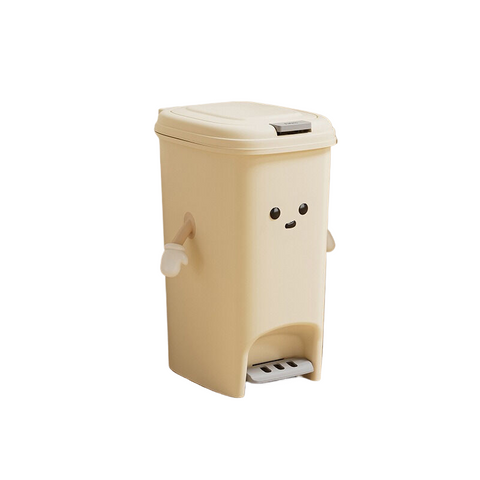 Elosung Cream White 15L Foot Pedal Trash Can U Fun Style 20Cm * 27.5Cm Rubbish Bins