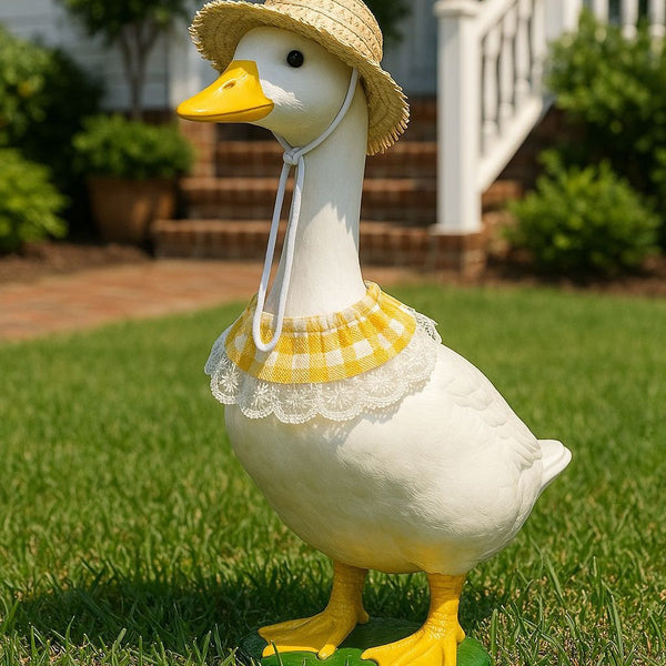 Khaki And Yellow 2 Sets Adorable Porch Goose Small Pet Costume Summer Straw Hat Gingham Bib Dog Clothing & Shoes