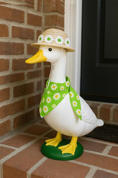2 Sets Khaki And Green Daisy Delight Porch Goose & Small Pet Costume Summer Straw Hat Floral Bandana Dog Clothing & Shoes