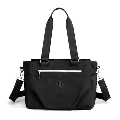 Black Versatile Water Repellent Nylon Tote Bag Lightweight Multi Pocket Shoulder Crossbody Handbag Women's Bags & Handbags