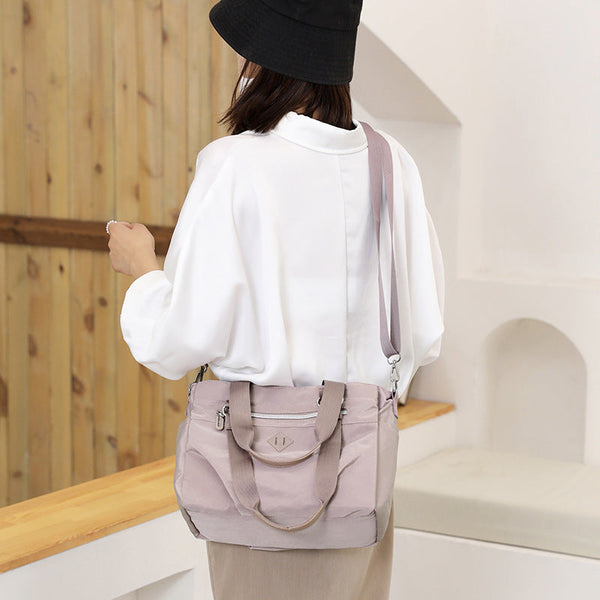 Light Purple Versatile Water Repellent Nylon Tote Bag Lightweight Multi Pocket Shoulder & Crossbody Handbag Women's Bags & Handbags