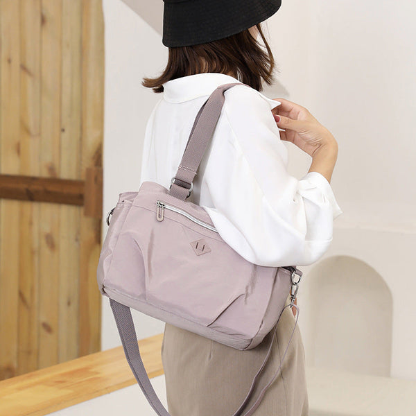 Light Purple Versatile Water Repellent Nylon Tote Bag Lightweight Multi Pocket Shoulder & Crossbody Handbag Women's Bags & Handbags
