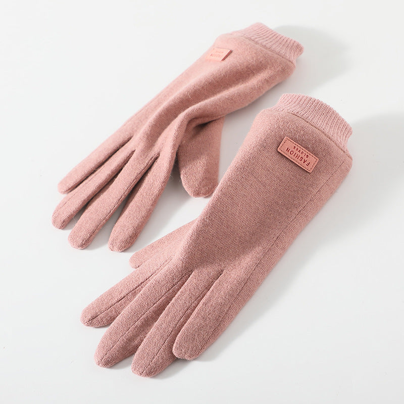 Pink Elegant Women's Wool Blend Winter Gloves Cozy Fleece Lined Touchscreen Warmth Gloves & Mittens