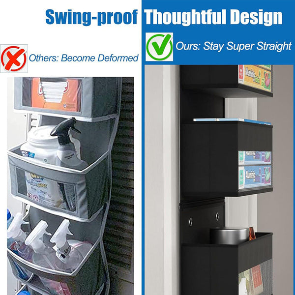 Black Heavy Duty 5 Tier Over The Door Hanging Organizer Space Saving Storage With Clear Windows & Mesh Pockets Shoe Organisers