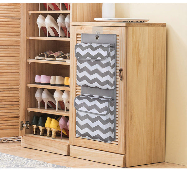 Grey And White Chic Chevron 2 Pocket Hanging Storage Organizer With Lids Waterproof Oxford Cloth Wall & Door Mount Other Home Organisation