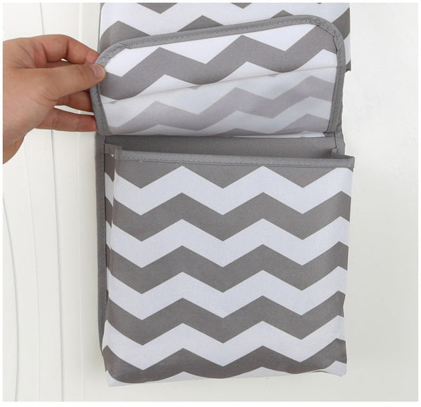 Grey And White Chic Chevron 2 Pocket Hanging Storage Organizer With Lids Waterproof Oxford Cloth Wall & Door Mount Other Home Organisation