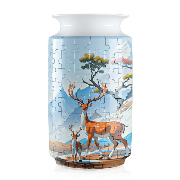 Colorful Style 2 Diy 3D Puzzle Vase Creative Jigsaw Flower Holder With Waterproof Liner Decorative Home Accent & Unique Gift Puzzles