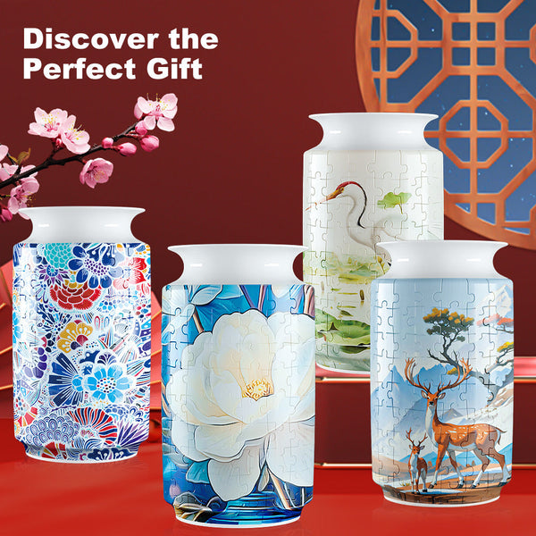 Colorful Style 3 Diy 3D Puzzle Vase Creative Jigsaw Flower Holder With Waterproof Liner Decorative Home Accent & Unique Gift Puzzles