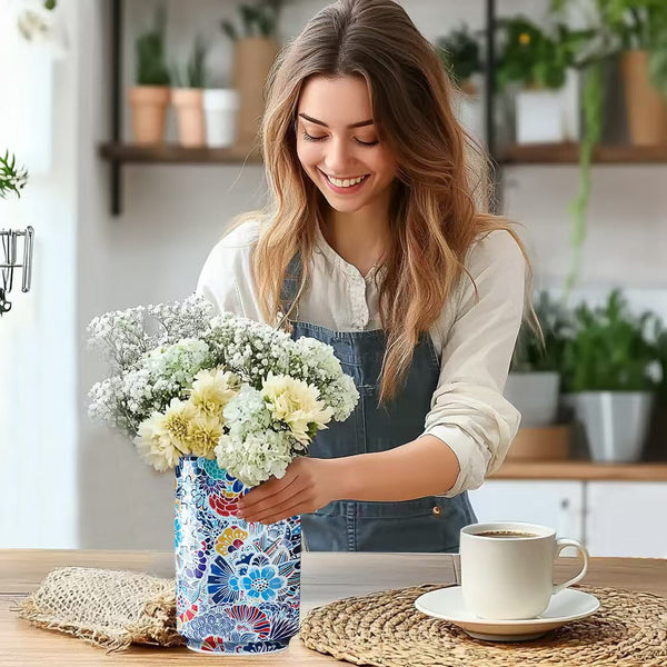 Colorful Style 3 Diy 3D Puzzle Vase Creative Jigsaw Flower Holder With Waterproof Liner Decorative Home Accent & Unique Gift Puzzles