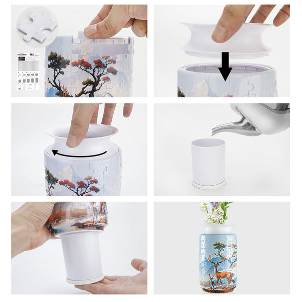 Colorful Style 3 Diy 3D Puzzle Vase Creative Jigsaw Flower Holder With Waterproof Liner Decorative Home Accent & Unique Gift Puzzles