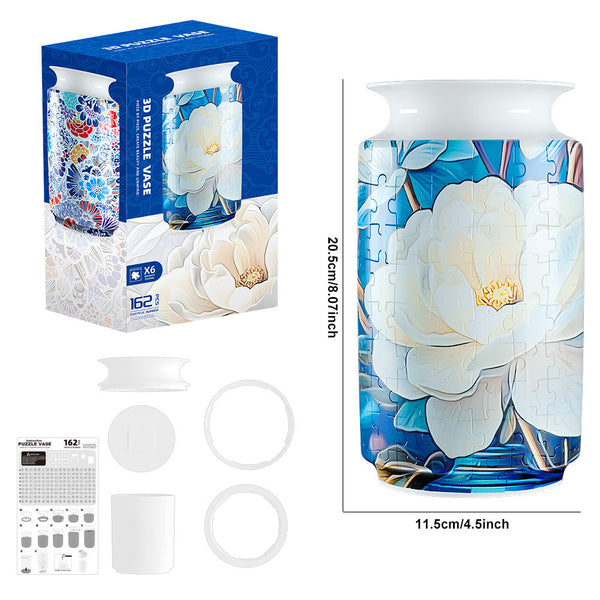 Colorful Style 4 Diy 3D Puzzle Vase Creative Jigsaw Flower Holder With Waterproof Liner Decorative Home Accent & Unique Gift Puzzles