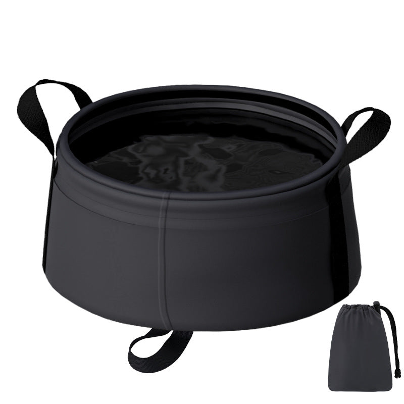 2 Pcs Black Ultra Lightweight Collapsible Travel Basin Waterproof Folding Bucket For Camping Hiking & Outdoors (8.5L) Camping Wash Basins