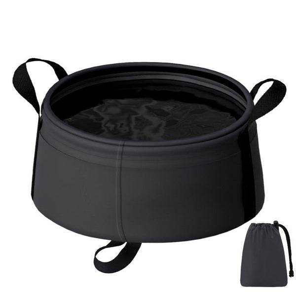 2 Pcs Black Ultra Lightweight Collapsible Travel Basin Waterproof Folding Bucket For Camping Hiking & Outdoors (8.5L) Camping Wash Basins